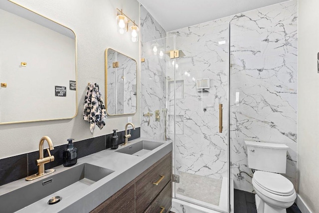 7993 W Fm 487, Florence, TX 76527 - bathroom featuring a marble finish shower and double vanity