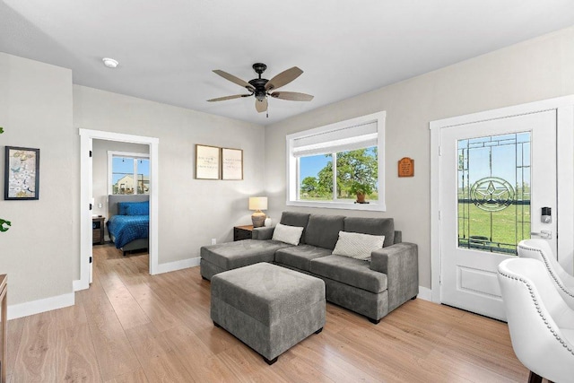7993 W Fm 487, Florence, TX 76527 - living room with light wood-type flooring and ceiling fan