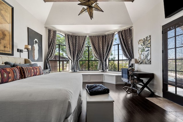 3708 Lajitas, Leander, TX 78641 - bedroom with dark wood finished floors, multiple windows, and lofted ceiling