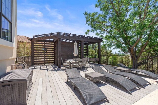 3708 Lajitas, Leander, TX 78641 - wooden terrace with a pergola and outdoor dining space
