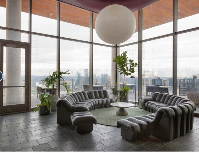 44 E Ave Unit 4305, Austin, TX 78701 - lobby featuring floor to ceiling windows and a city view