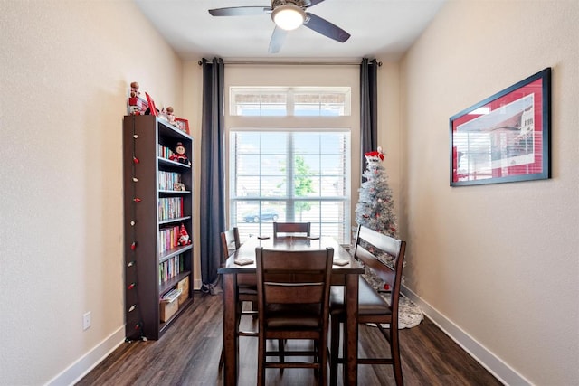 629 Asher Ct, Leander, TX 78641 - dining room with dark wood finished floors and a ceiling fan