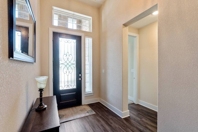 629 Asher Ct, Leander, TX 78641 - entryway with dark wood finished floors and baseboards