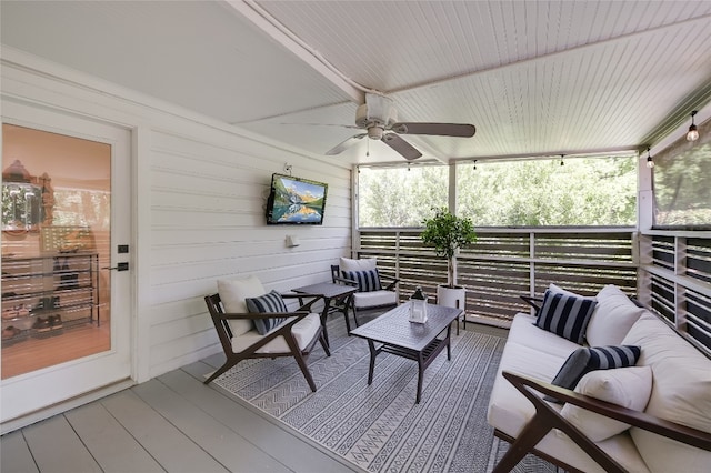 6307 Camino Real Unit 1, Austin, TX 78757 - sunroom / solarium featuring outdoor lounge area and a ceiling fan
