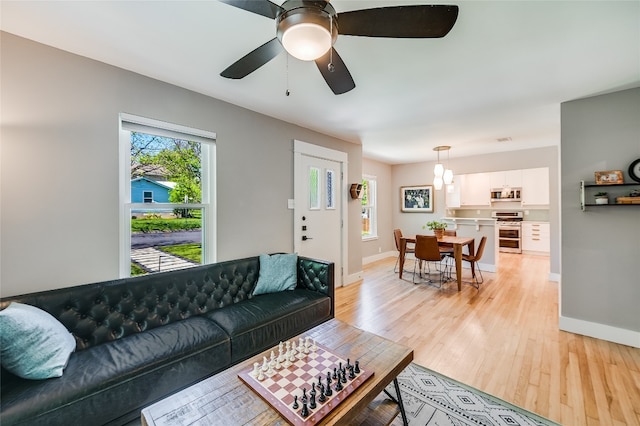 6307 Camino Real Unit 1, Austin, TX 78757 - living room featuring baseboards, light wood-style floors, and a wealth of natural light