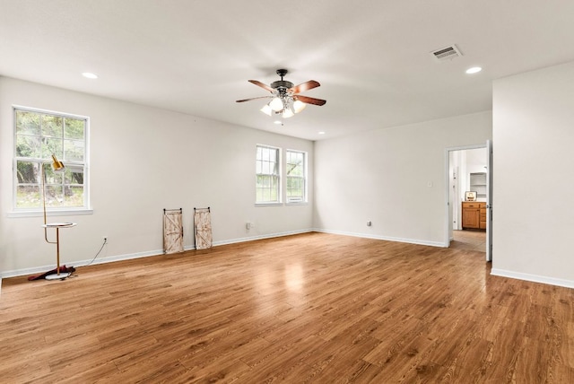 2800 Lomas Rodando Calzada Rd, Kempner, TX 76539 - empty room with a ceiling fan, light wood-type flooring, recessed lighting, and baseboards