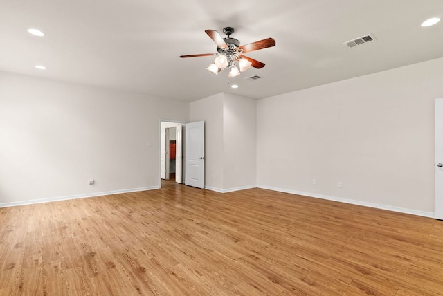 2800 Lomas Rodando Calzada Rd, Kempner, TX 76539 - empty room with light wood-type flooring, recessed lighting, a ceiling fan, and baseboards