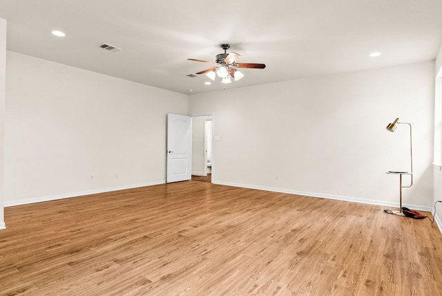 2800 Lomas Rodando Calzada Rd, Kempner, TX 76539 - unfurnished room featuring a ceiling fan, light wood-style flooring, recessed lighting, and baseboards