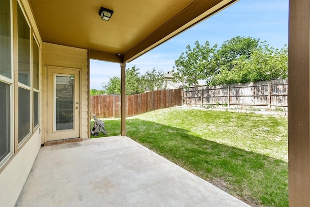 view of yard featuring a fenced backyard and a patio