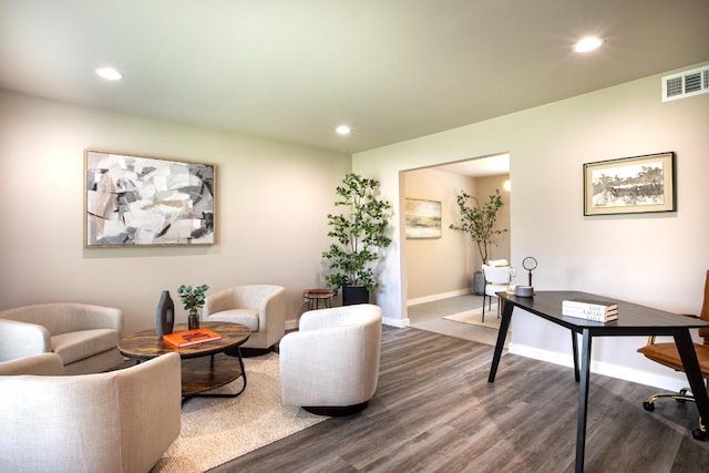 2011 Malvern Hill Dr, Austin, TX 78745 - office space featuring dark wood-style floors, baseboards, and recessed lighting