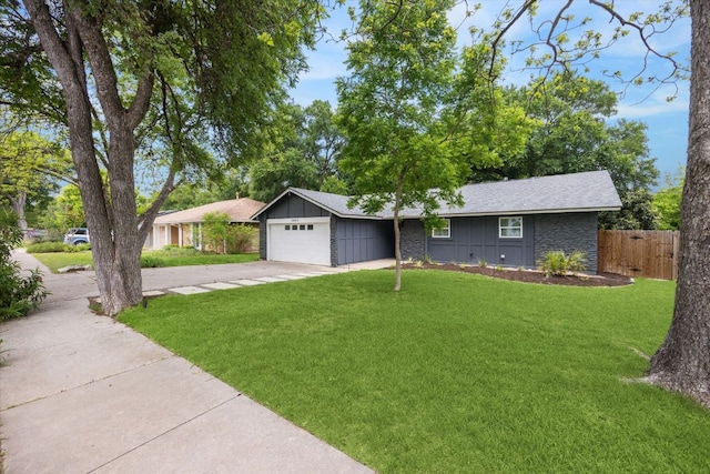 2602 Baxter Dr, Austin, TX 78745 - ranch-style home featuring driveway, a garage, board and batten siding, and a shingled roof