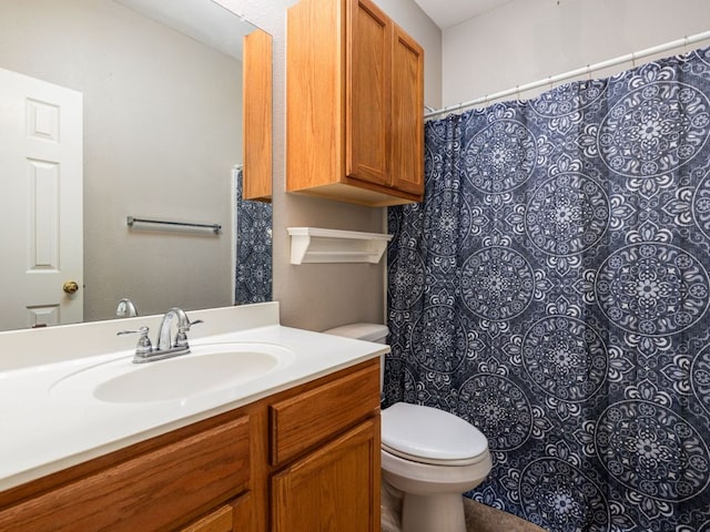 116 Brown St, Hutto, TX 78634 - bathroom featuring toilet, vanity, and a shower with shower curtain