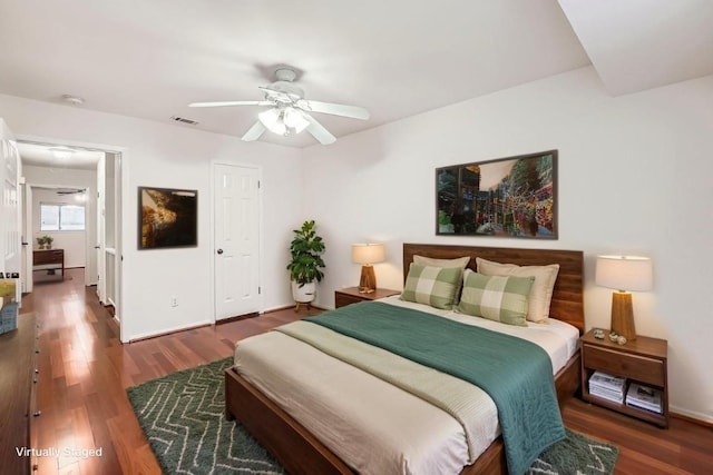 6609 Valleyside Rd, Austin, TX 78731 - bedroom featuring wood finished floors and ceiling fan