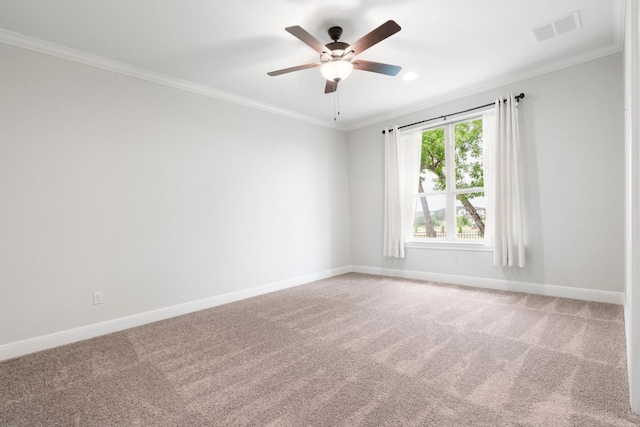 2304 High Lonesome, Leander, TX 78641 - carpeted spare room with baseboards, a ceiling fan, and crown molding