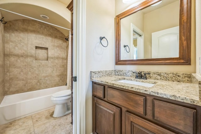 1113 Lions Lair, Leander, TX 78641 - bathroom with vanity, shower / tub combo with curtain, and tile patterned flooring