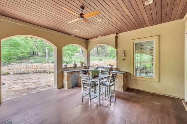 1113 Lions Lair, Leander, TX 78641 - view of patio with exterior kitchen and ceiling fan