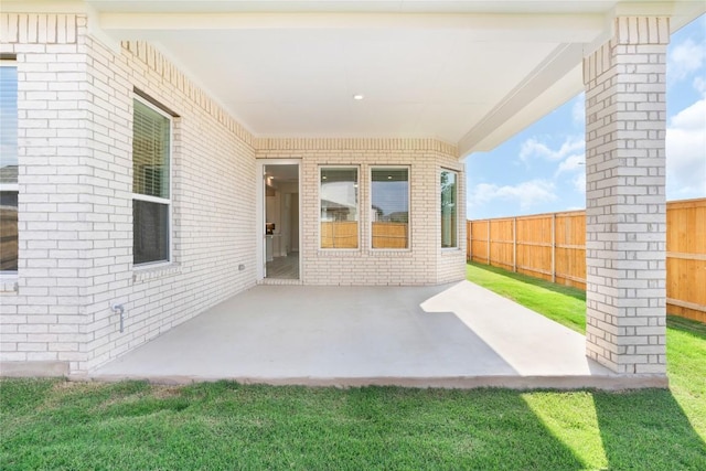 view of patio featuring a fenced backyard