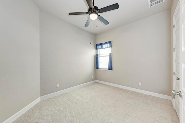 4228 Hannover Way, Round Rock, TX 78681 - spare room featuring light colored carpet, baseboards, a ceiling fan, and visible vents