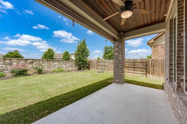4228 Hannover Way, Round Rock, TX 78681 - view of patio / terrace with a fenced backyard and a ceiling fan