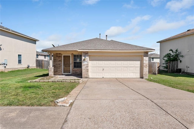 6801 Campina Xing, Del Valle, TX 78617 - view of front facade with driveway, a garage, brick siding, and a shingled roof