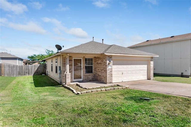 6801 Campina Xing, Del Valle, TX 78617 - view of front facade with concrete driveway, a garage, brick siding, and roof with shingles