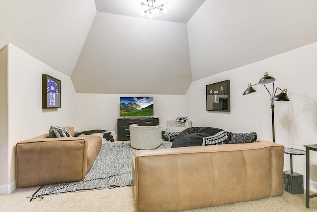 8813 Fescue Ln, Austin, TX 78738 - living room featuring lofted ceiling and carpet