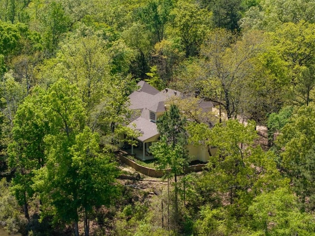 aerial view with a wooded view
