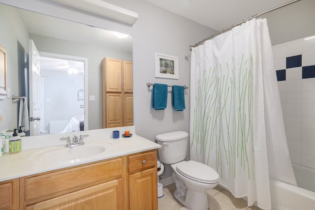 6900 E Riverside Dr Unit 24, Austin, TX 78741 - full bath with vanity, shower / bath combo, connected bathroom, and tile patterned flooring