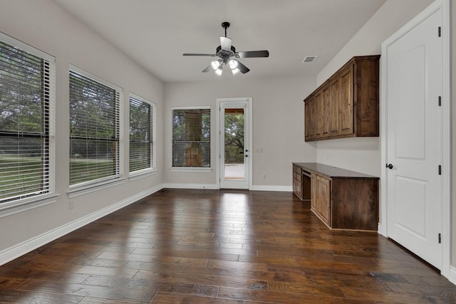 116 San Salvadore Dr, Canyon Lake, TX 78133 - interior space with a ceiling fan, dark wood-style floors, and baseboards