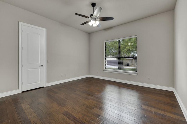 116 San Salvadore Dr, Canyon Lake, TX 78133 - unfurnished room featuring a ceiling fan, dark wood-style flooring, and baseboards