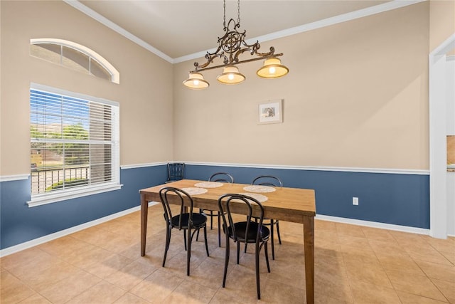 814 Arrowhead Trl, Cedar Park, TX 78613 - dining area featuring tile patterned flooring, ornamental molding, and baseboards
