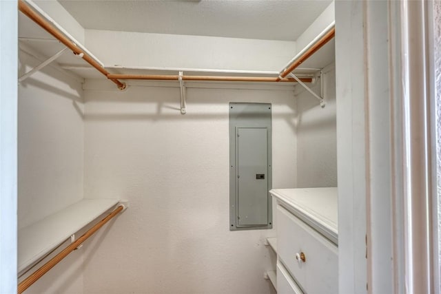 walk in closet featuring electric panel