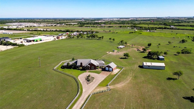 aerial view featuring a rural view
