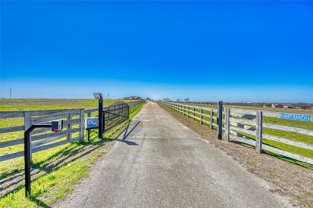 view of road with a rural view
