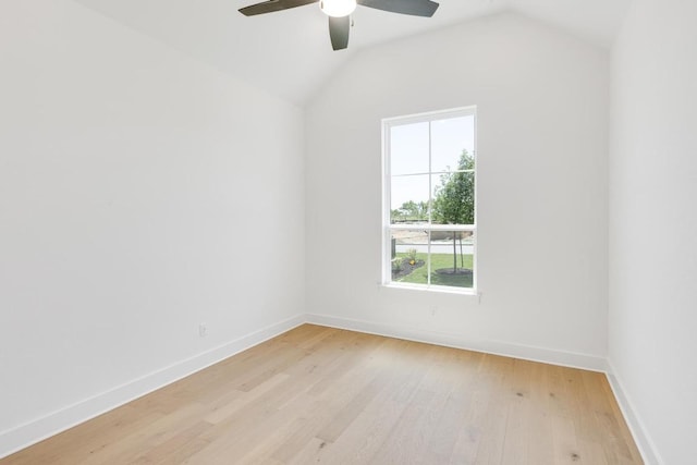 394 Leaning Rock Rdg, Austin, TX 78737 - empty room with vaulted ceiling, light wood finished floors, ceiling fan, and baseboards
