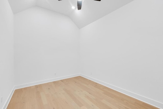 394 Leaning Rock Rdg, Austin, TX 78737 - unfurnished room with a ceiling fan, vaulted ceiling, light wood-type flooring, and baseboards