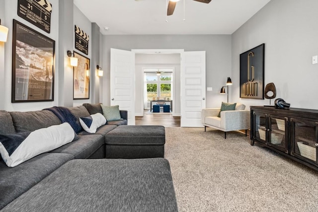 237 San Xavier St, Georgetown, TX 78633 - living area featuring ceiling fan and wood finished floors