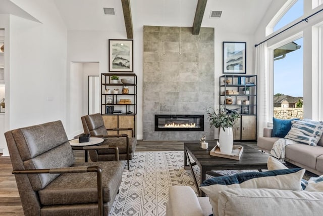 237 San Xavier St, Georgetown, TX 78633 - living room with wood finished floors and a fireplace