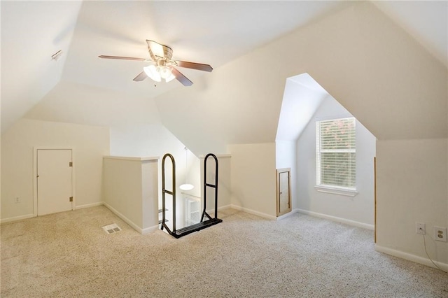 1110 W 22nd St Unit 13, Austin, TX 78705 - additional living space featuring carpet, vaulted ceiling, and a ceiling fan