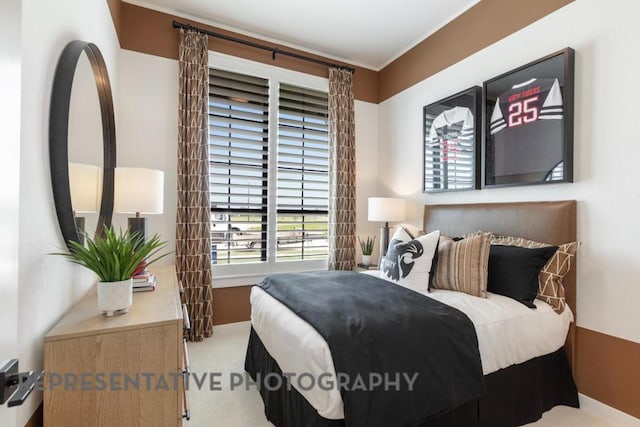 1708 Snowdrop Dr, Georgetown, TX 78628 - carpeted bedroom featuring crown molding