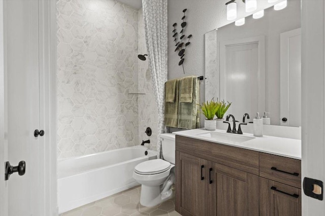 2108 Tobiano Trce, Georgetown, TX 78633 - bathroom with vanity, tub / shower combination, and tile patterned floors