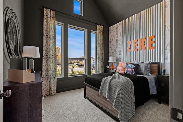 2108 Tobiano Trce, Georgetown, TX 78633 - bedroom featuring carpet and vaulted ceiling