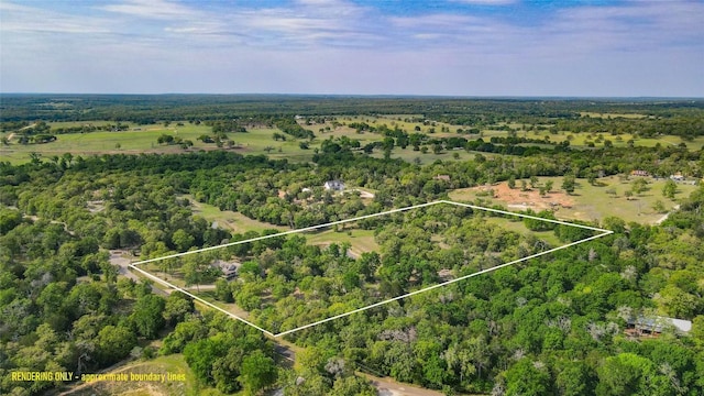 birds eye view of property with a view of trees