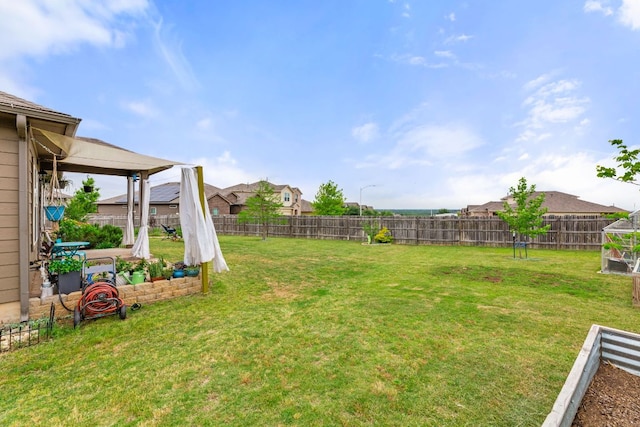 view of yard with a fenced backyard