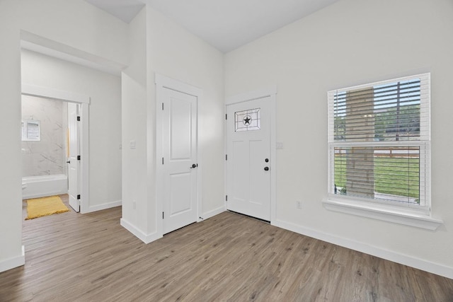 17701 Village Dr, Dripping Springs, TX 78620 - foyer entrance with wood finished floors and baseboards