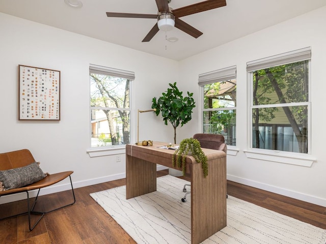 2608 S 2nd St, Austin, TX 78704 - office featuring a ceiling fan, plenty of natural light, and baseboards