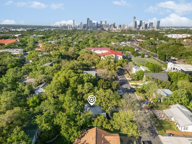 2608 S 2nd St, Austin, TX 78704 - aerial view of city skyline and a tree filled landscape
