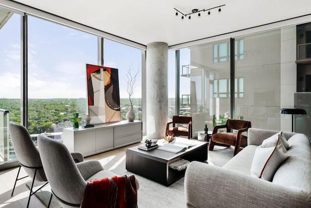 44 E Ave Unit 2301, Austin, TX 78701 - interior space with rail lighting, expansive windows, and a healthy amount of sunlight