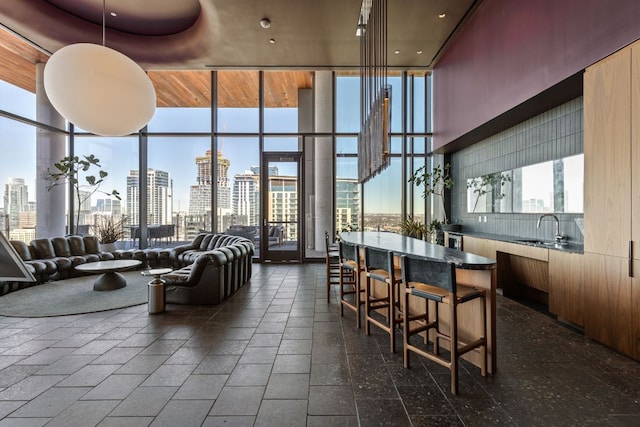 44 E Ave Unit 2301, Austin, TX 78701 - building lobby featuring a sink and a view of city