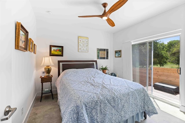 2105 Goodrich Ave Unit 7, Austin, TX 78704 - bedroom with access to outside, carpet, ceiling fan, and baseboards